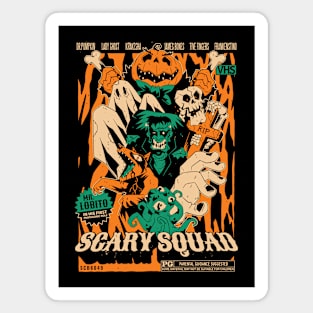 Scary Squad // Funny Parody Movie Poster // Frankenstein Ghost Pumpkinhead Halloween Magnet